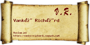 Vankó Richárd névjegykártya